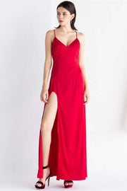 Red Straps Long Slip Dress