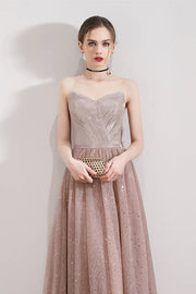 Rose Gold Sweetheart Long Prom Gown