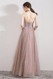 Rose Gold Sweetheart Long Prom Gown