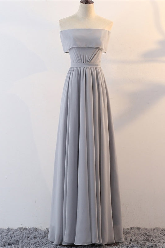 Grey Chiffon Long Mismatched Bridesmaid Dresses Grey / US 10 / B Grey Chiffon Long Mismatched Bridesmaid Dresses Grey / US 10 / B