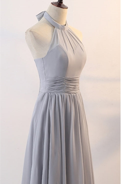 Grey Chiffon Long Mismatched Bridesmaid Dresses Grey / US 10 / B Grey Chiffon Long Mismatched Bridesmaid Dresses Grey / US 10 / B