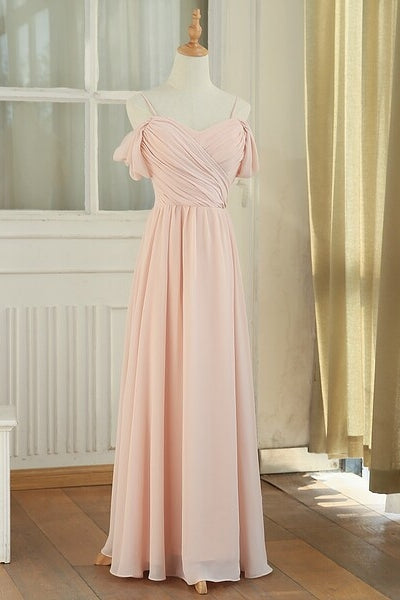 Off the Shoulder Blush Pink Bridesmaid Dress
