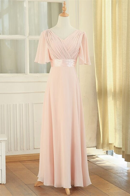 Peach Chiffon Long Mismatched Bridesmaid Dresses Peach / US 16 / C