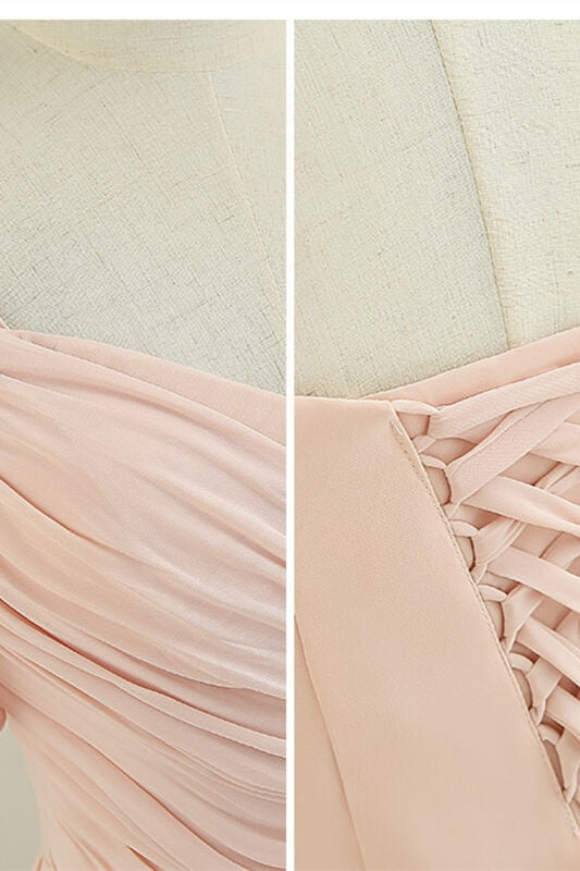 Peach Chiffon Long Mismatched Bridesmaid Dresses