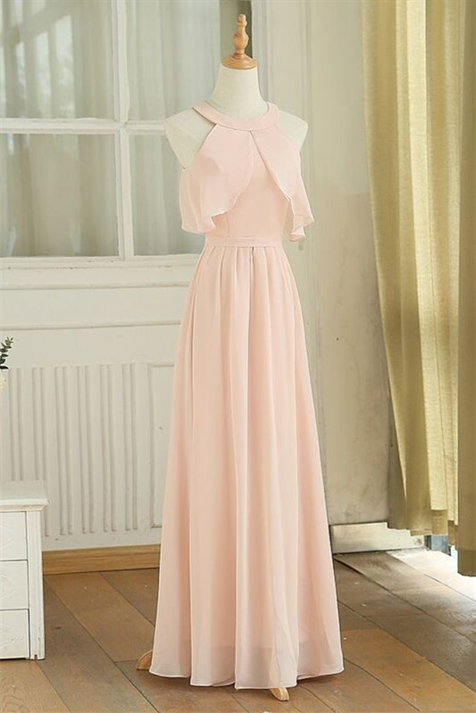 Peach Chiffon Long Mismatched Bridesmaid Dresses Peach / US 2 / D