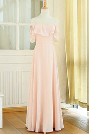 Peach Chiffon Long Mismatched Bridesmaid Dresses Peach / US 14 / B Peach Chiffon Long Mismatched Bridesmaid Dresses Peach / US 14 / B