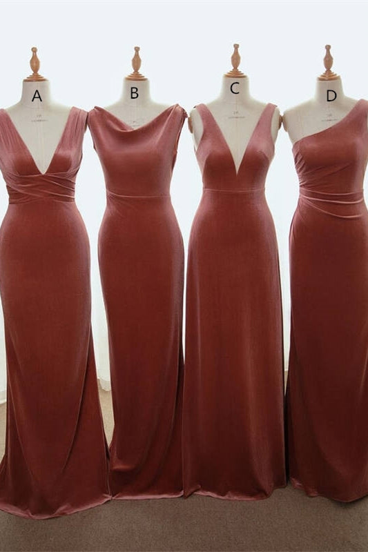English Rose Velvet Mismatched Bridesmaid Dress English Rose / Custom Size