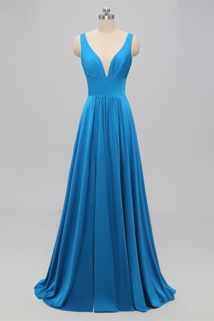 Gold Long Bridesmaid Dress with Slit