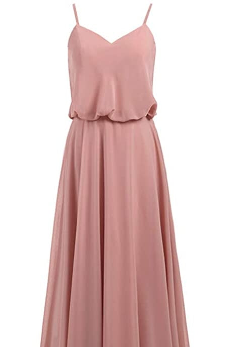 blush chiffon bridesmaid dress Pink A-line Long while the maxi length fit_small Size:3/4 XL Vintage Tiffany Blue V-Neck