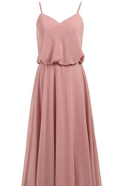 Blush Pink Chiffon A-line Long Bridesmaid Dress