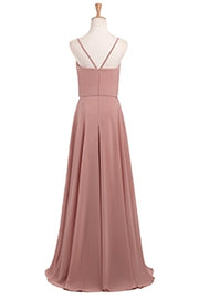 Blush Pink Chiffon A-line Long Bridesmaid Dress