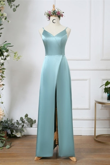 Pale Turquoise Floor Length Mismatched Bridesmaid Dresses