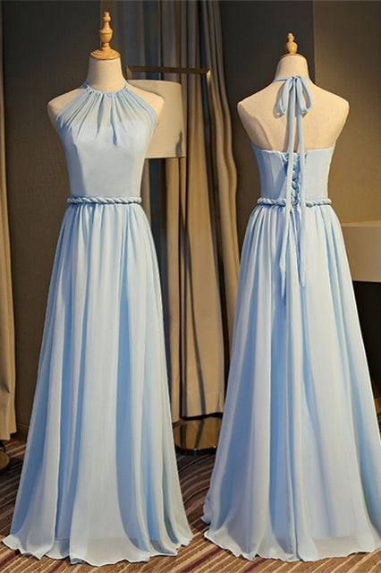 Light Sky Blue Chiffon Mismatched Bridesmaid Dresses