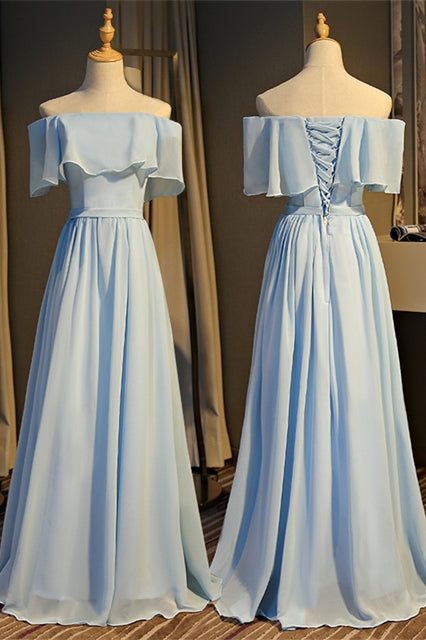Light Sky Blue Chiffon Mismatched Bridesmaid Dresses
