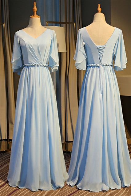 Light Sky Blue Chiffon Mismatched Bridesmaid Dresses Light Sky Blue / US 8 / A Light Sky Blue Chiffon Mismatched Bridesmaid Dresses Light Sky Blue / US 8 / A