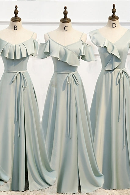 A-line Slip Mismatched Bridesmaid Dresses