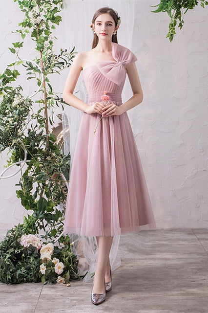 Blush Pink Tulle Midi Mismatched Bridesmaid Dress Blush Pink / US 10 / A