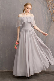 4 Styles Grey Chiffon Long Mismatched Bridesmaid Dresses