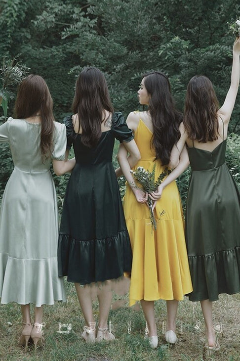 High-low Yellow Ruffled Boho Bridesmaid Dress Yellow / US 2 High-low Yellow Ruffled Boho Bridesmaid Dress Yellow / US 2