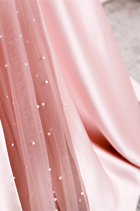 Elegant Satin A-Line Strapless Party Evening Dress With Pearls