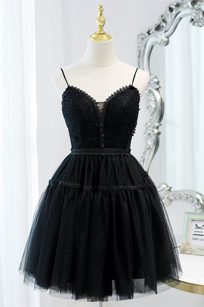 Black 2 Styles Tulle Straps Plunging V Homecoming Dress Champagne / US 16 / Straps Black 2 Styles Tulle Straps Plunging V Homecoming Dress Champagne / US 16 / Straps