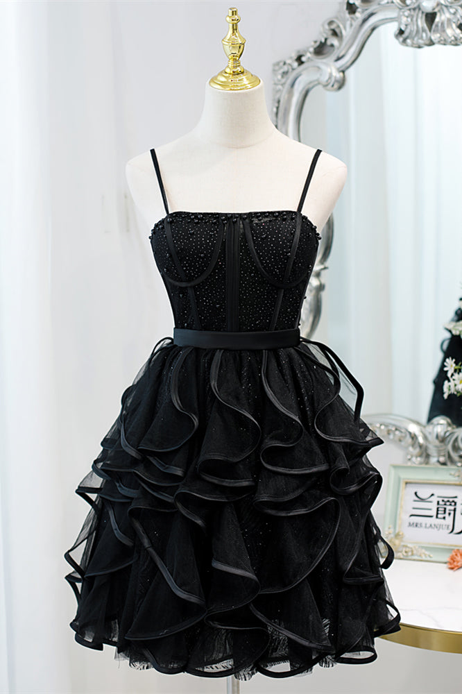Bethany | A-Line Spaghetti Strap Tulle Short Homecoming Dress Champagne / 2 Bethany | A-Line Spaghetti Strap Tulle Short Homecoming Dress Champagne / 2