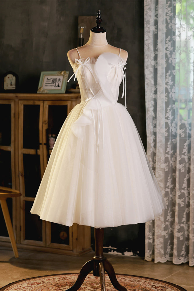 Light Champagne Short Tulle Homecoming Dress, Lovely A-Line Spaghetti Strap Evening Party Dress US 10 / Custom Color / Knee Length Light Champagne Short Tulle Homecoming Dress, Lovely A-Line Spaghetti Strap Evening Party Dress US 10 / Custom Color / Knee Length