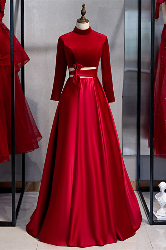 chinese dress ladies Wine Red Satin A-Line Midi Dress & Reviews - Wine Red - Dresses main image 1