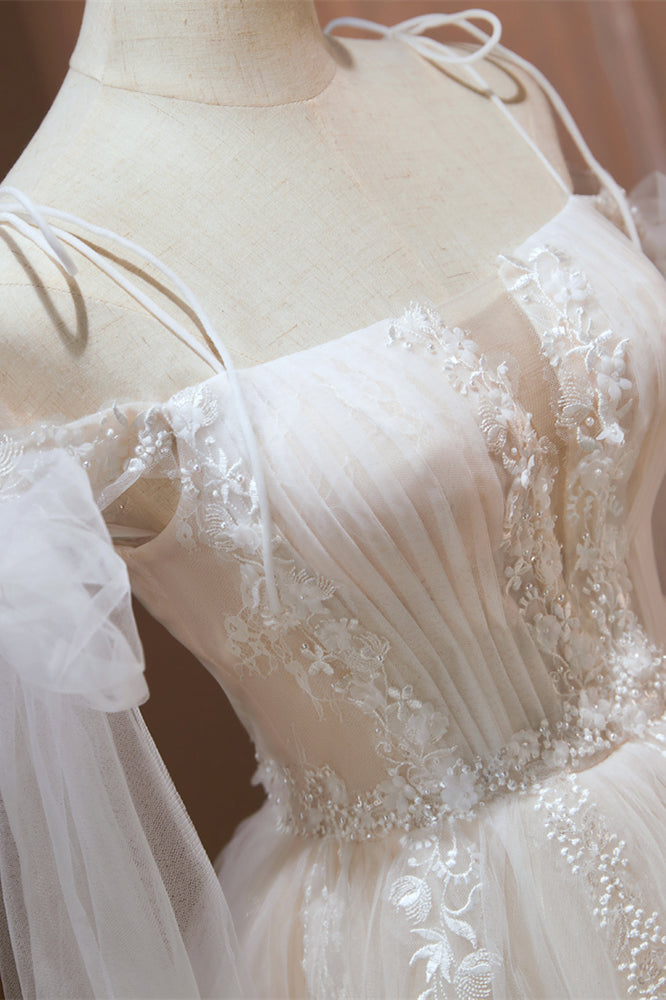 Ivory Flaunting Off-the-Shoulder Bow Tie Appliques Homecoming Dress