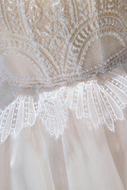 Ivory Beaded Lace Off-the-Shoulder Straps Homecoming Dress