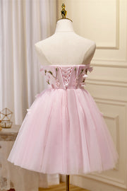 Pink Sweetheart Strapless 3D Appliques Homecoming Dress