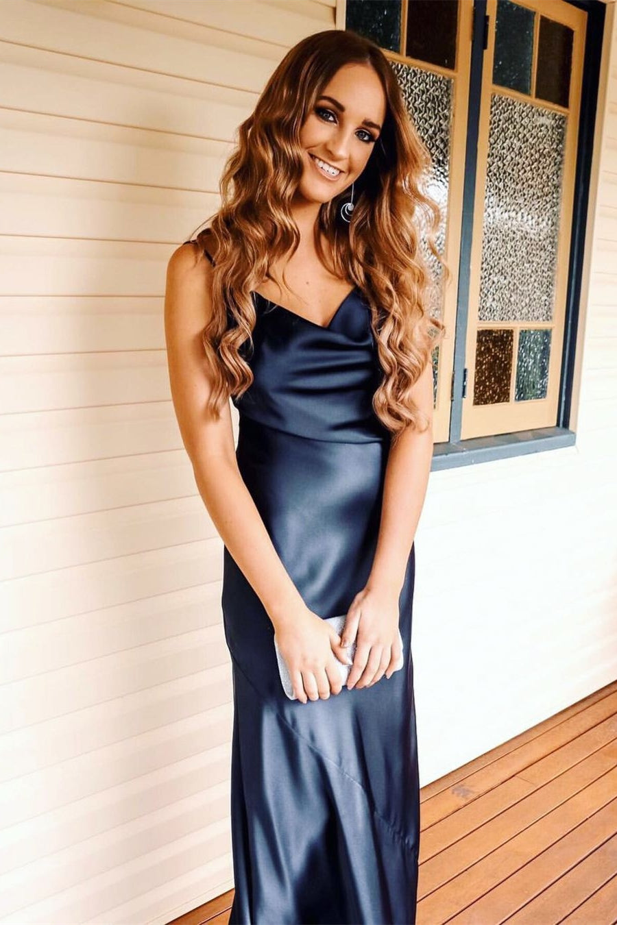 Casual Satin Mermaid Spaghetti Straps Prom Party Dress
