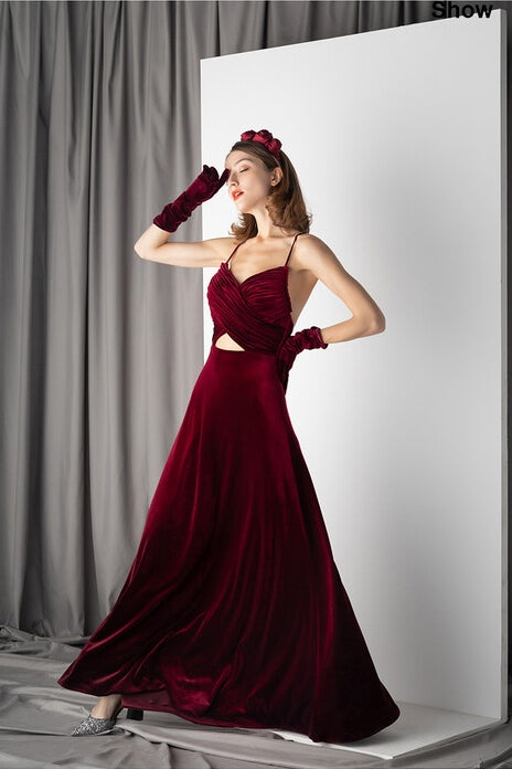 sexy velvet dress Long Tight Prom with Strappy Open Back Red / Large Special Occasions Sexy Velvet Navy Blue Homecoming