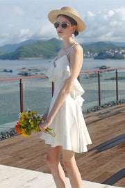 Short White Ruffled Summer Dress