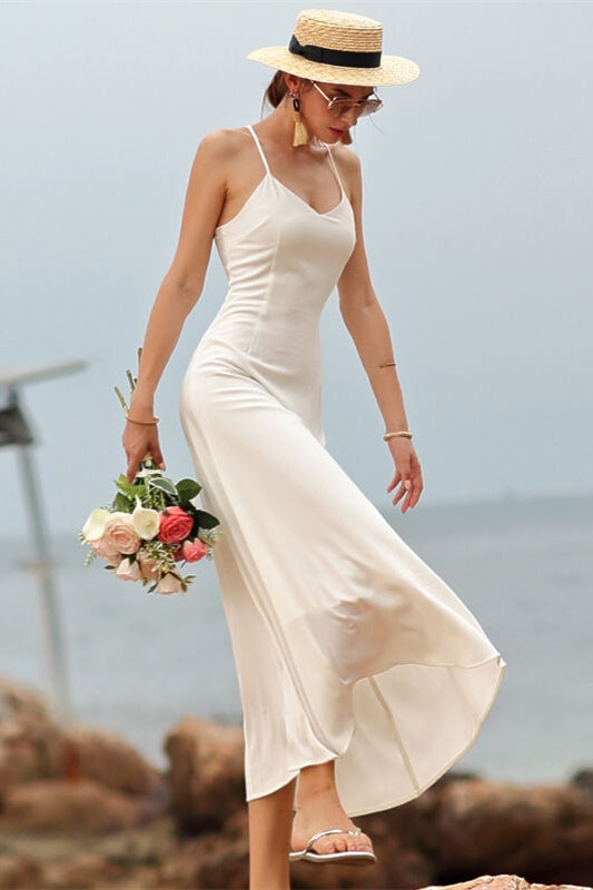Simple White Long Maxi Dress White / US 14