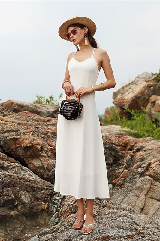 Simple White Long Maxi Dress White / US 14