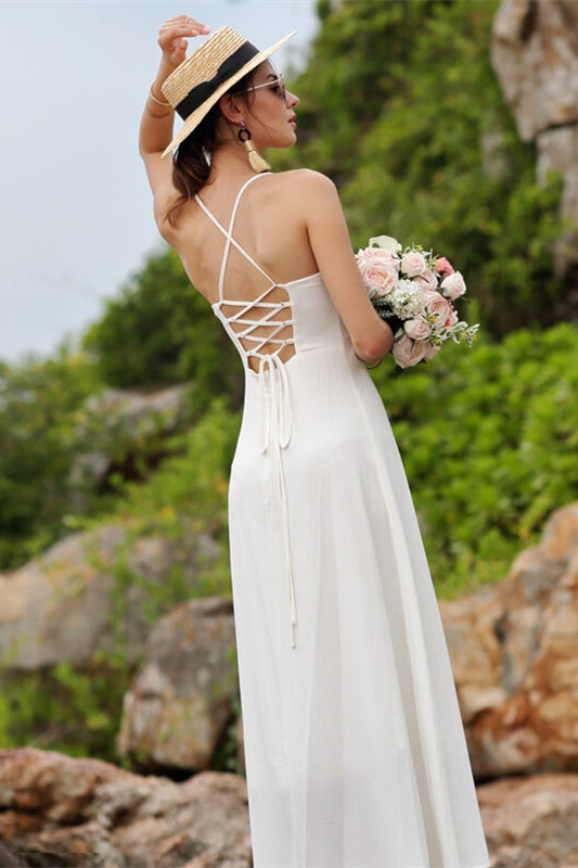 simple white maxi dress Solid Rayon Casual for Women offering ease of movement and comfort Infinite Glory White Maxi Dress