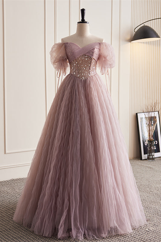 Dusty pink tulle dress hotsell