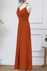 Rust Orange Wrap Bridesmaid Dress