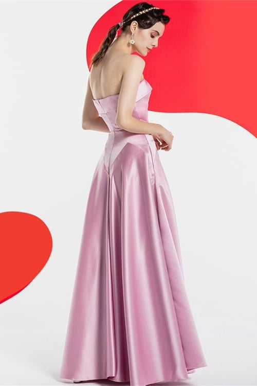 Strapless Pink Satin Long Dress