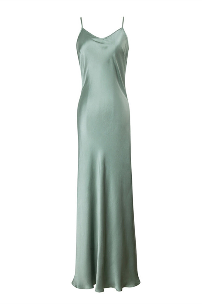 Straps Mint Green Tea Length Dress