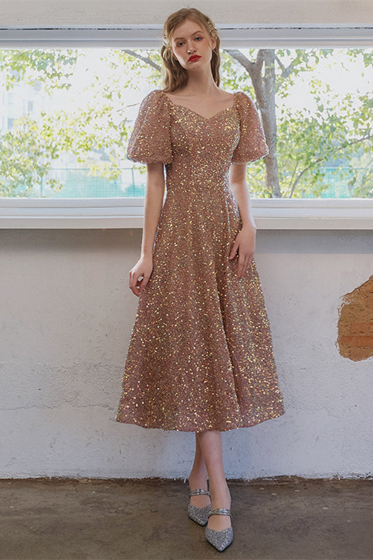 Stunning Rose Gold Sequined Short Party Dress | Joyofdress Stunning Rose Gold Sequined Short Party Dress | Joyofdress
