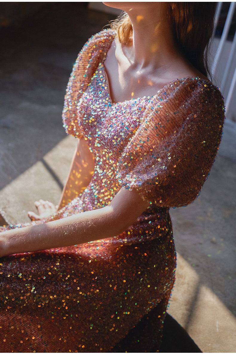 Stunning Rose Gold Sequined Short Party Dress | Joyofdress Stunning Rose Gold Sequined Short Party Dress | Joyofdress
