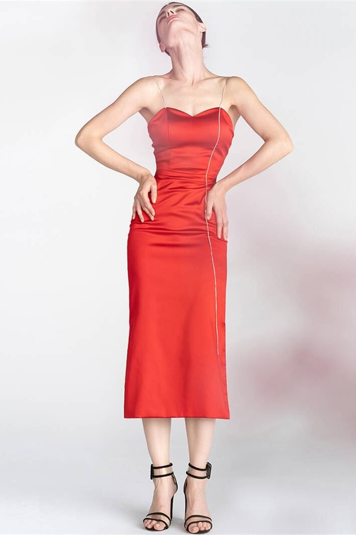 Sweetheart Red Midi Dress