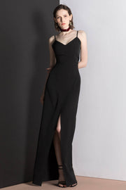 Tight Black Wrap Dress with Slit