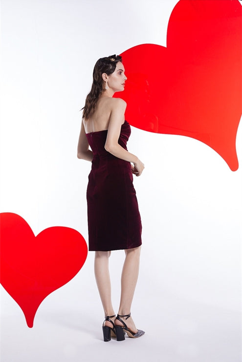 Tight Burgundy Velvet Short Dress Burgundy / US 4 Tight Burgundy Velvet Short Dress Burgundy / US 4