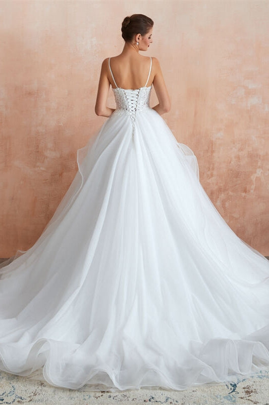 Sexy Illusion Wedding Dresses,Romantic Wedding Dress with Straps,WD00473, US12 / White Sexy Illusion Wedding Dresses,Romantic Wedding Dress with Straps,WD00473, US12 / White