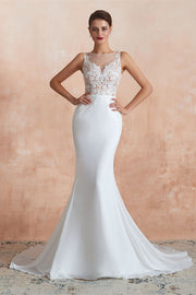 Elegant Mermaid White Long Wedding Dress