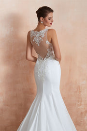 Elegant Mermaid White Long Wedding Dress