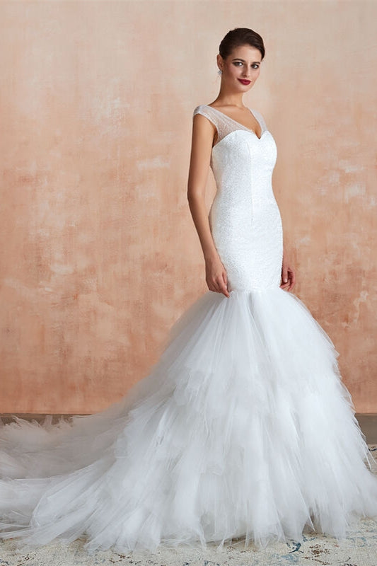 Gorgeous Mermaid White Long Wedding Dress